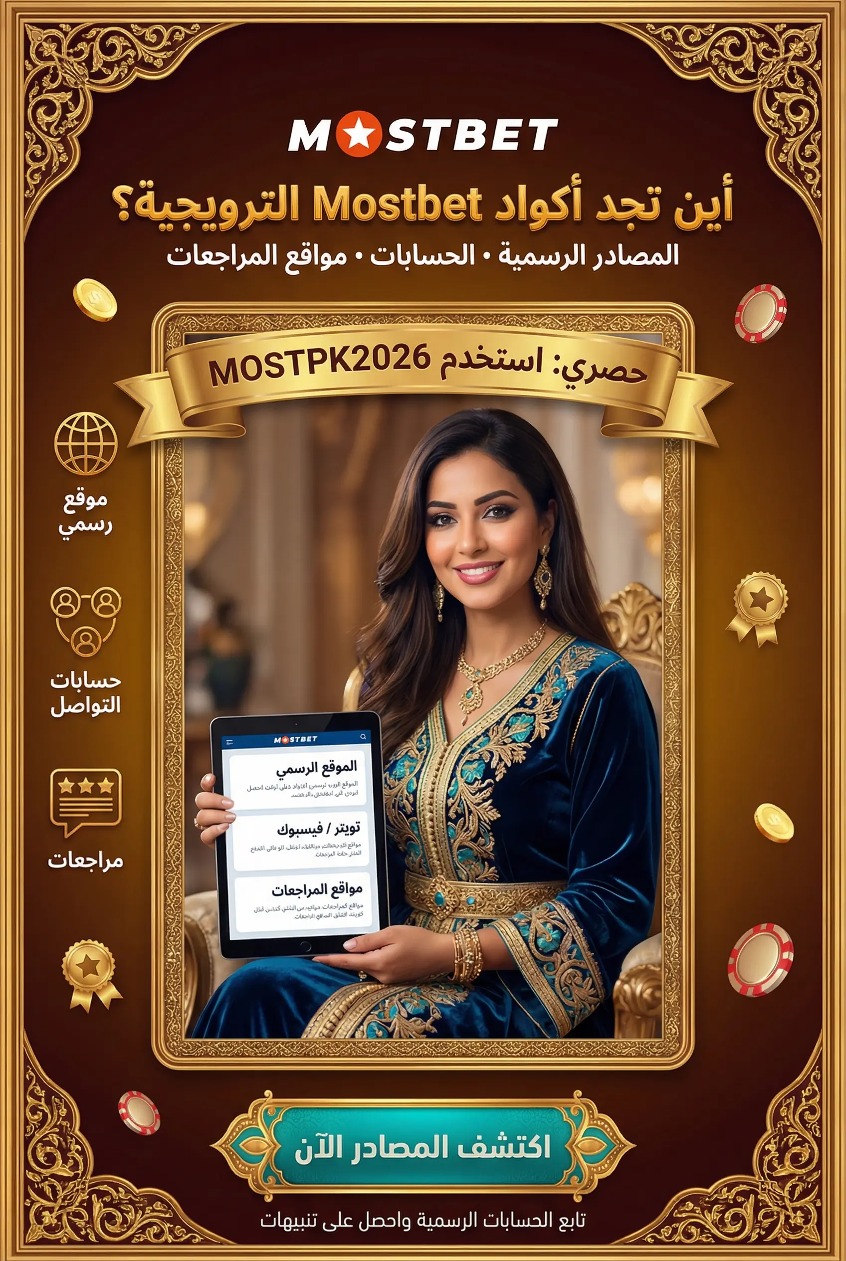 صورة توضح أين تجد أكواد Mostbet الترويجية الحالية