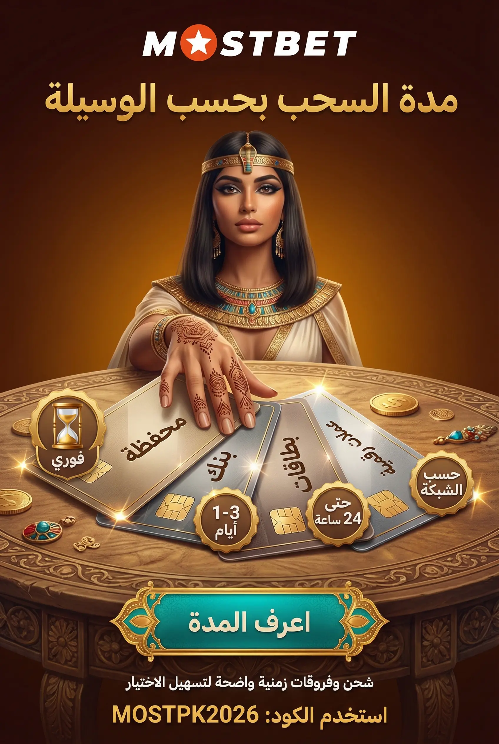 صورة توضح مدة سحب Mostbet ومتى تصل أموالك