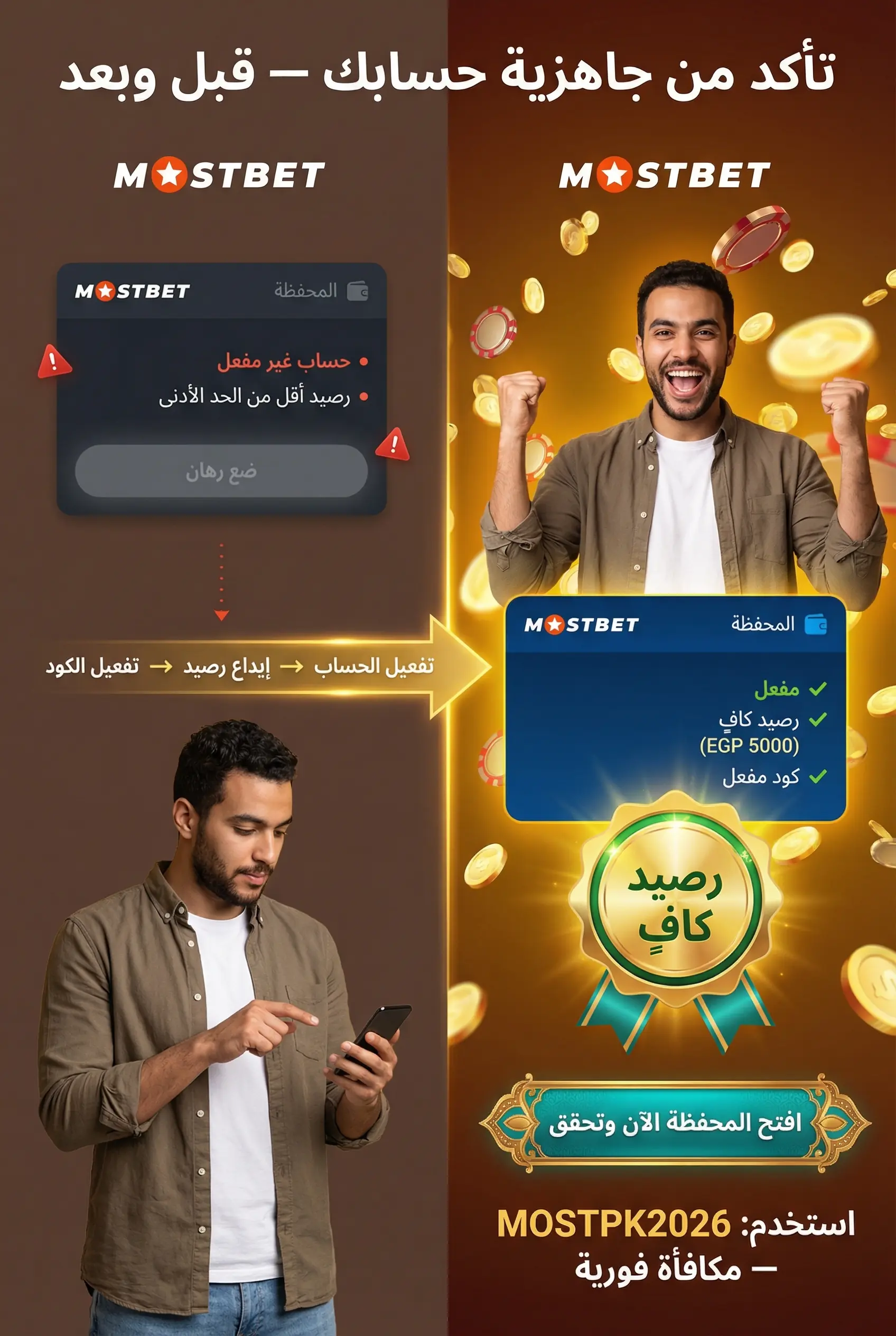 التحقق من جاهزية حساب Mostbet